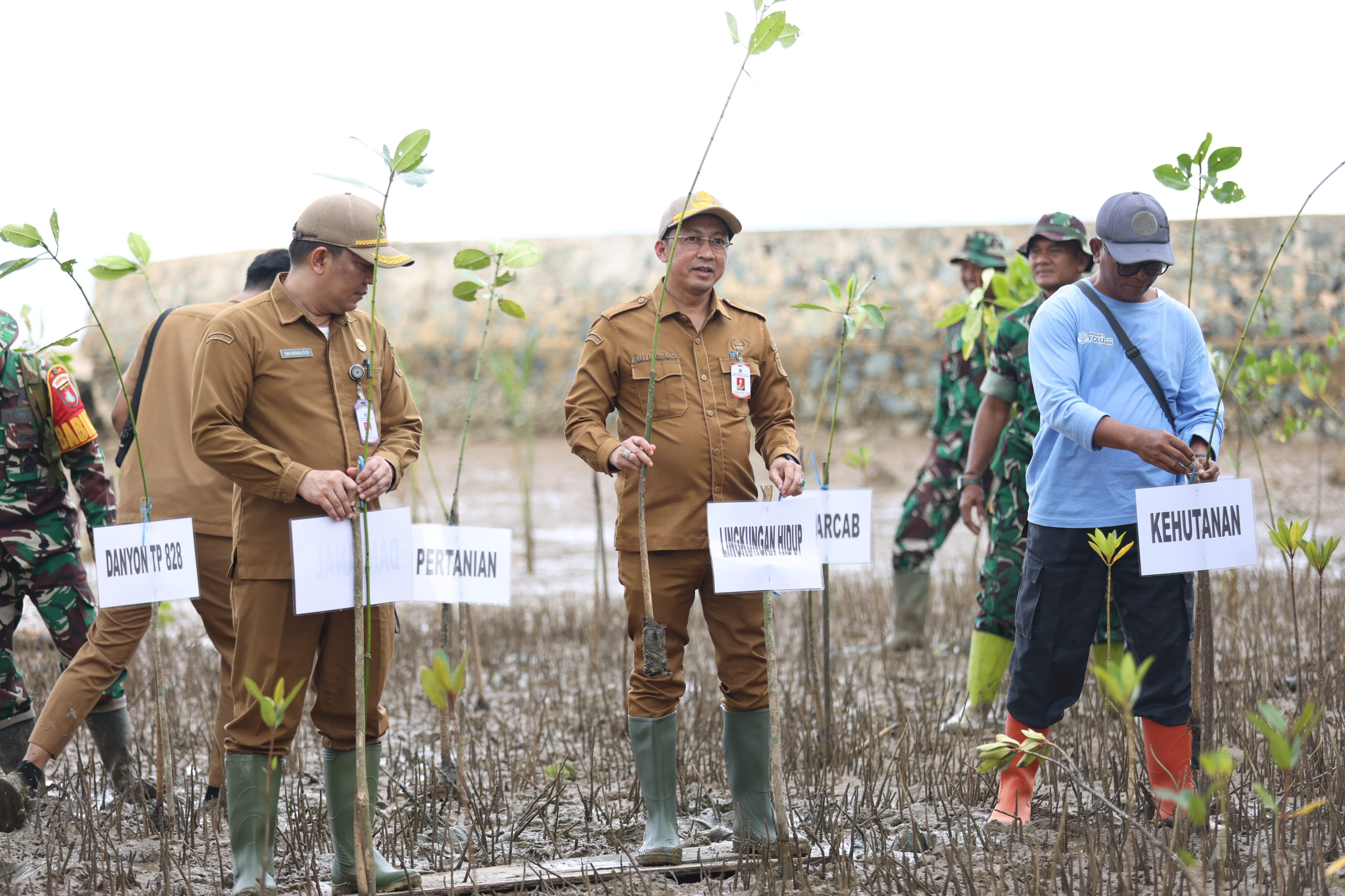 DLH Tanah Bumbu Hadiri Kegiatan Penanaman Mangrove dalam Rangka HUT ke-81 TNI